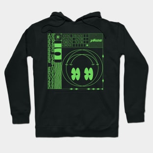 Green smiley face rave glitch print Hoodie